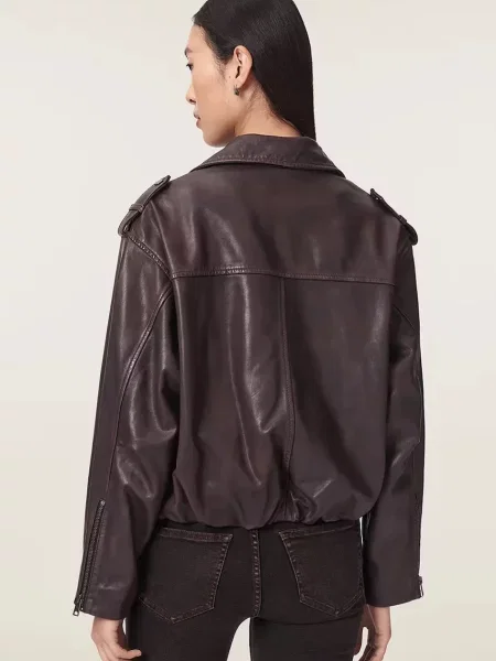 AllSaints jachetă scurtă pentru femei din piele SAMINA