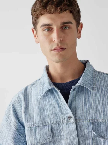 Kurtka jeansowa w paski Preach niebieska