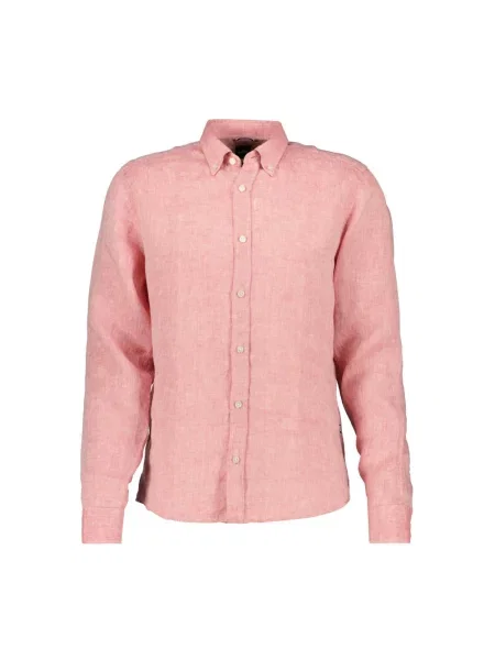 Boss Black Koszule Mężczyzna M Len Liam Linen Shirt czerwony