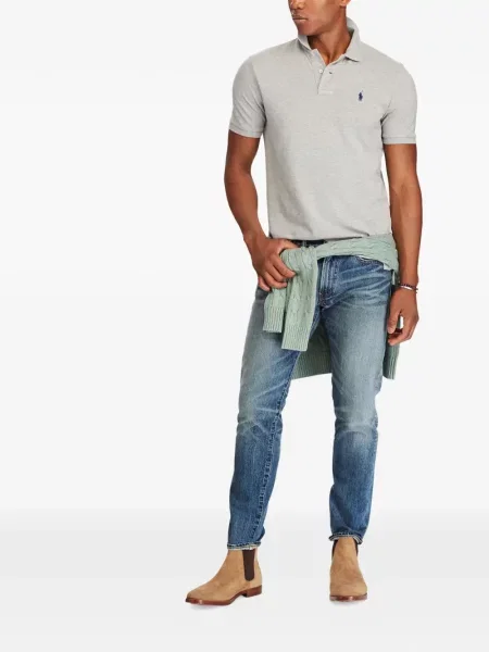 Tricou polo Polo Ralph Lauren cu glugă cu blană cu broderie roșu