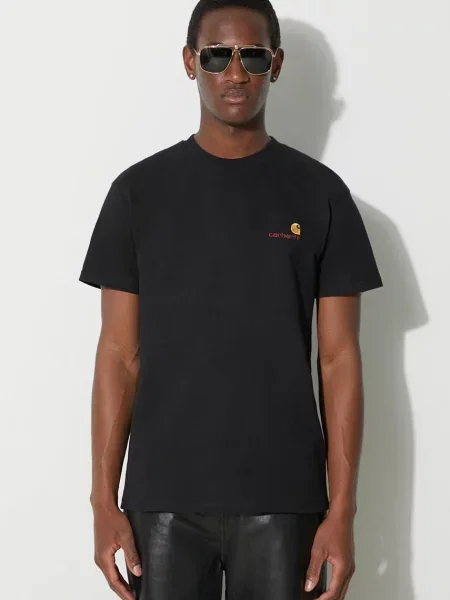 Carhartt WIP tricou din S/S American Script T-Shirt barbati cu imprimeu negru