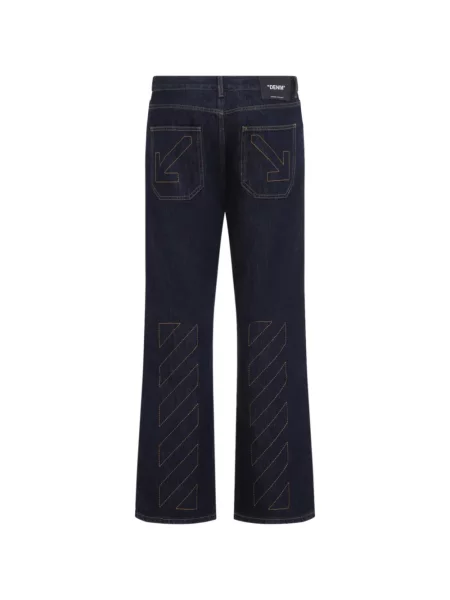 Blugi Off-white cu broderie alb