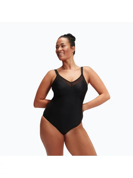 Бански от една част Speedo Shaping Mesh Detail One Piece black черно