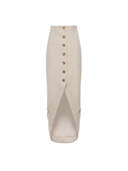 Spódnica midi A.w.a.k.e. Mode wełniana beżowa