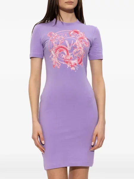 Rochie din denim Versace Jeans Couture violet