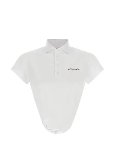 Tricou polo Dsquared2 cu broderie alb