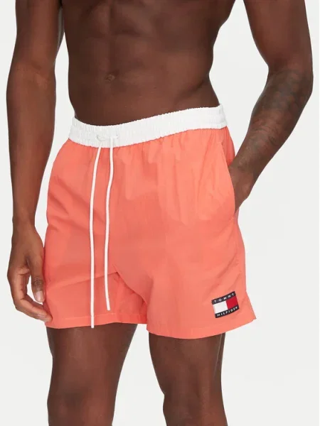 Tommy Hilfiger férfi Medium zsinórral húzható rózsaszín pipacsos úszónadrág. Méret: S piros