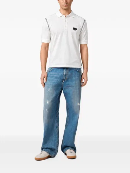 Tricou polo Philipp Plein alb