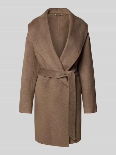 Płaszcz wełniany o kroju regular fit z szalowym kołnierzem model ‘CARIBY’ Boss brązowy