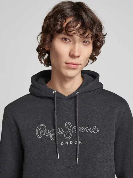Bluza z kapturem i wyhaftowanym logo model ‘New Nouvel’ Pepe Jeans