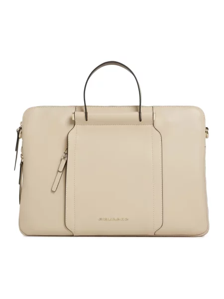 Torebka skórzana Piquadro skórzana beżowa