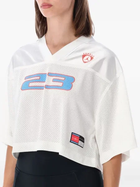 Decupat top Nike plasă cu broderie alb