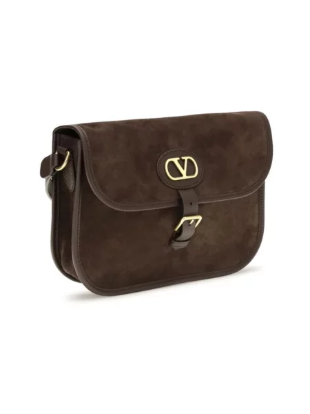Lniana torba crossbody Valentino Garavani brązowa