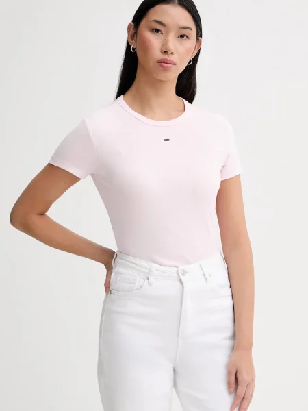 Tommy Jeans Tričko ESSENTIAL rosé ružová