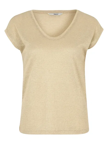 ONLY Tricou Onlsilvery galben auriu bej