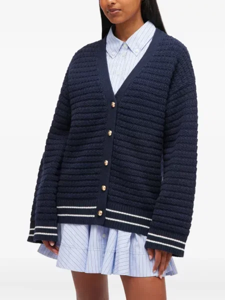 Cardigan Ganni cu dungi albastru
