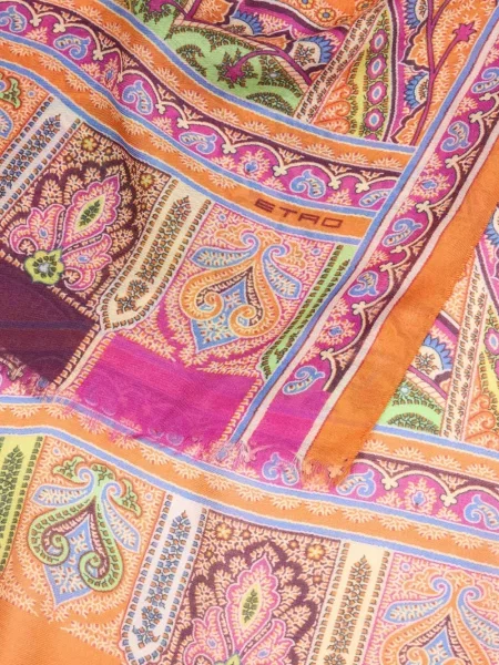 Fular Etro cu imagine cu model paisley portocaliu