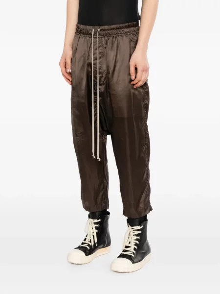 Stahovací šňůrka kalhoty Rick Owens hnědé