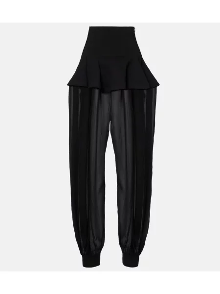 Szerokie spodnie Alaïa z baskinką czarne