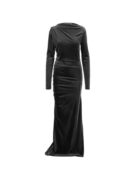 Lung rochie maxi Don't @ Me cu volane negru