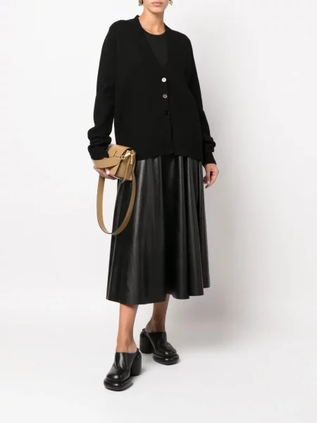 Cardigan Jil Sander de lână negru