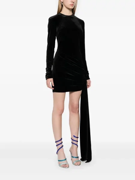 Rochie mini David Koma de catifea de costum negru