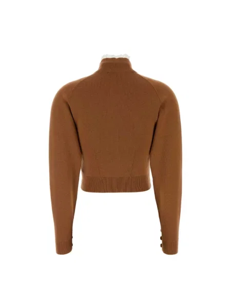 Lniany sweter Chloe do golfa brązowy