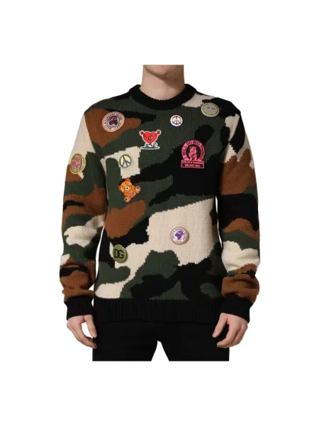 Sweter Dolce And Gabbana wełniany w kamuflażu