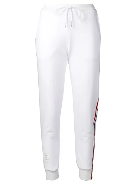 Pantaloni Thom Browne cu dungi alb