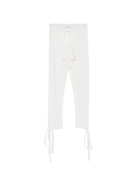 Pantaloni Ann Demeulemeester din dantelă alb
