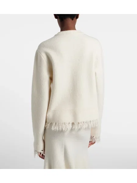 Vlnený kardigán Bottega Veneta so strapcami biela