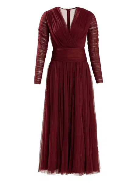Rochie maxi Ana Radu cu decolteu în V până la genunchi de costum roșu