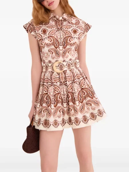 Rochie mini Cara Cara cu imagine cu model paisley alb