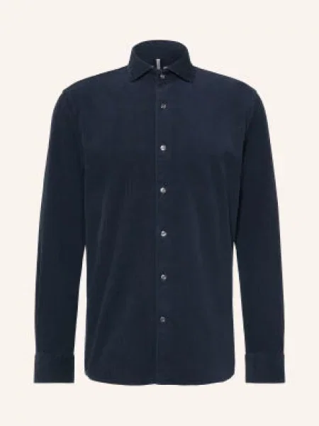 Profuomo Koszula Z Sztruksu O Kroju Comfort Fit blau granatowa