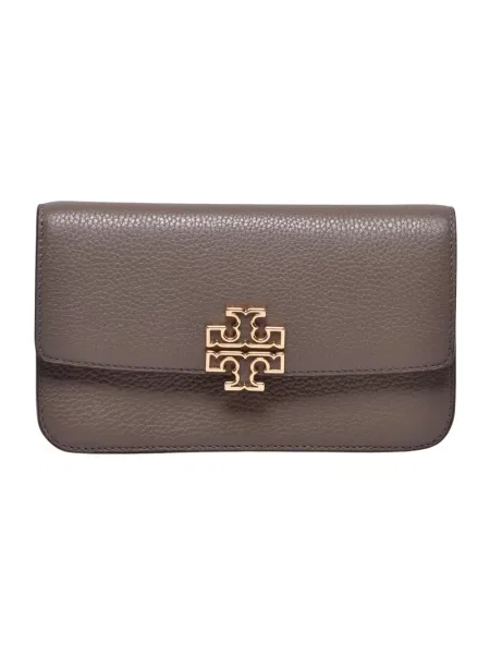 Naszyjnik Tory Burch skórzany szary