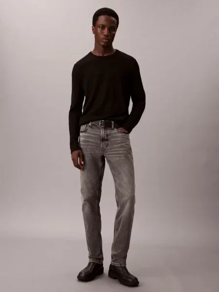 Jeansy o kroju slim fit z efektem znoszenia i detalem z logo Calvin Klein Jeans szare