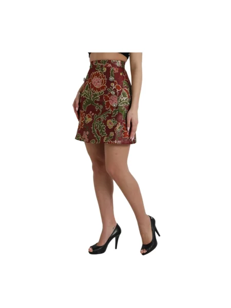 Spódnica mini Dolce And Gabbana w kwiatki brązowa