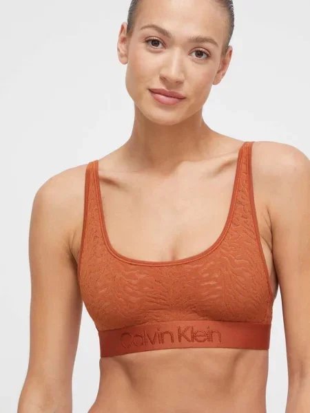 Сутиен Calvin Klein Underwear с изчистен дизайн оранжево
