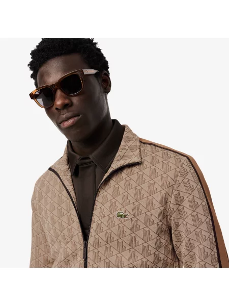 Lacoste Kurtka Dresowa Paris Z Żakardowym Zamkiem Błyskawicznym brązowy
