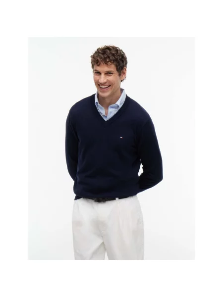 Tommy Hilfiger Pulover cu adaos de cașmir albastru