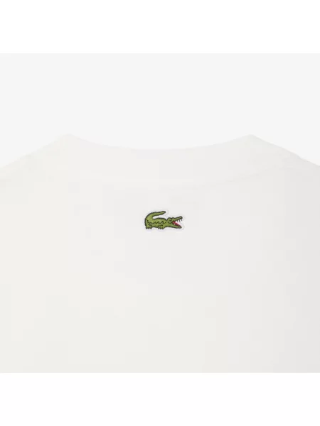 Lacoste T-Shirt Z Okrągłym Dekoltem Z Nadrukiem Classic Fit biały
