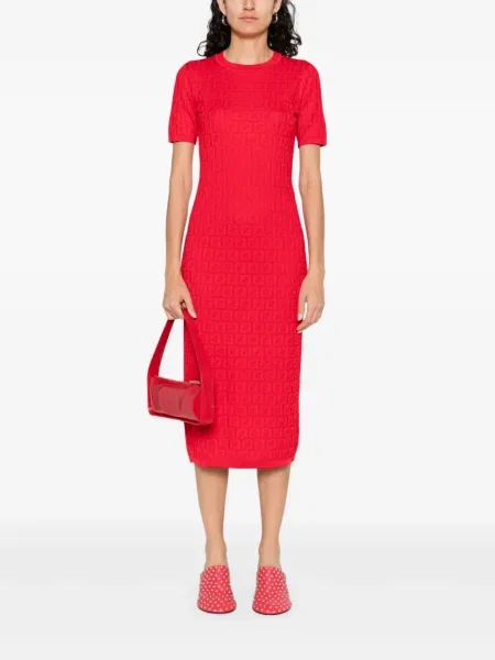 Rochie Fendi din jacard de costum roșu