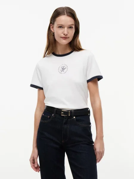 TOMMY HILFIGER Tricou bleumarin alb