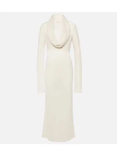 Maksi sukienka maxi Magda Butrym z alpaki garniturowa biała