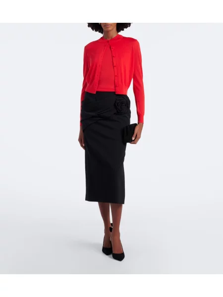 Top Carolina Herrera de lână roșu