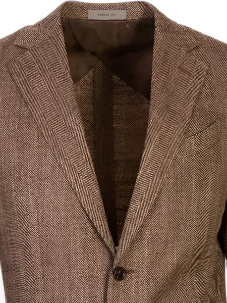 Sacou Corneliani cu model herringbone maro