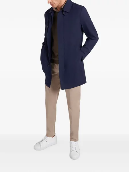 Scurt tricou polo Kiton maro