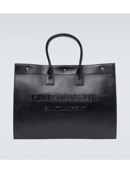 Duża torebka skórzana Saint Laurent Rive Gauche skórzana czarna