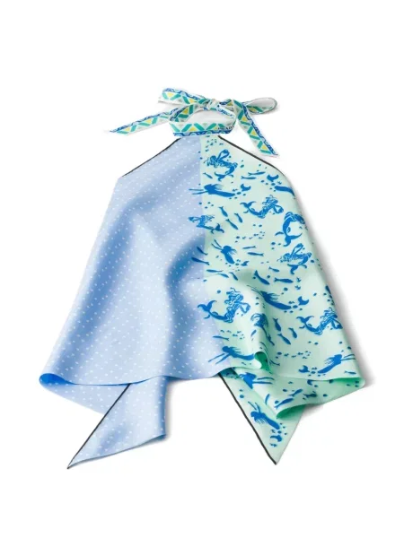 Jedwabny top z jedwabiu Prada niebieski