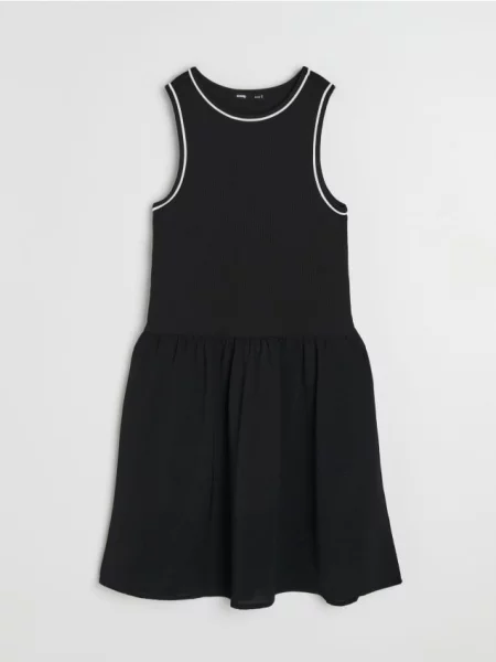 Сукня міні з контрастною обробкою з чорний